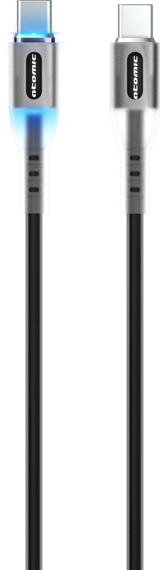 Зарядный кабель Atomic Ledit USB-C-USB-C PD 60W LED / 30.370 (1.2м, черный)
