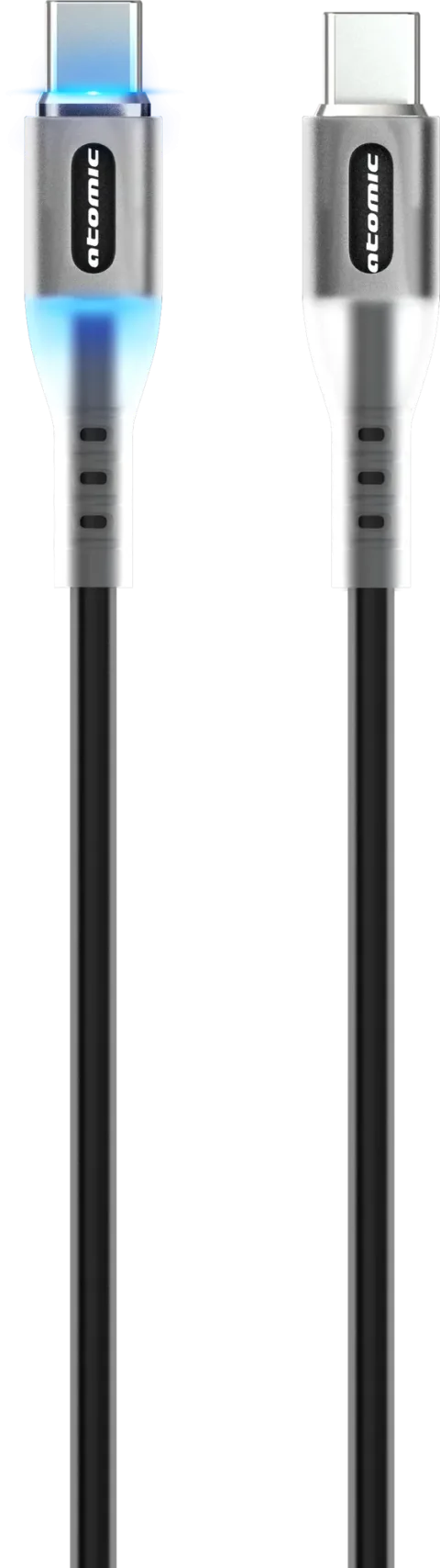 Зарядный кабель Atomic Ledit USB-C-USB-C PD 60W LED / 30.370 (1.2м, черный)