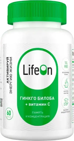 Комплексная пищевая добавка LifeON Гинкго Билоба + Витамин С (60 капсул) — фото 1