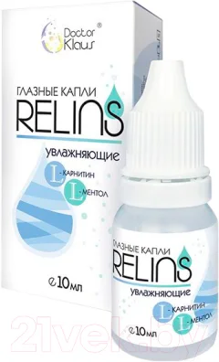 Капли для глаз Relins Увлажняющие с L-карнитином и L-ментолом (10мл) — фото 1