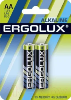 Комплект батареек Ergolux LR6 Alkaline BL-2 (1.5В) — фото 3