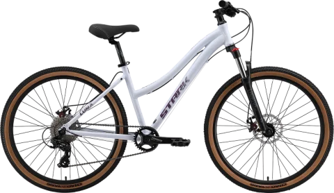 Велосипед STARK Luna 26.1 D 2025 (14.5, белый призрак матовый/пурпурный, разобранный, в коробке)