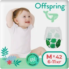 Подгузники-трусики детские Offspring M 6-11кг Тропики / OF02MLEA (42шт) — фото 1