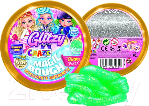 Набор для творчества Craze Magic Dough Попрыгунчик Блеск Популярность / 35450.E (темно-зеленый)