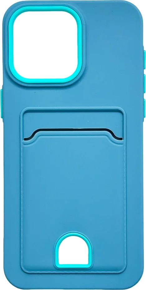 Чехол-накладка Case Matte Card Case для iPhone 15 Pro Max (голубой матовый)