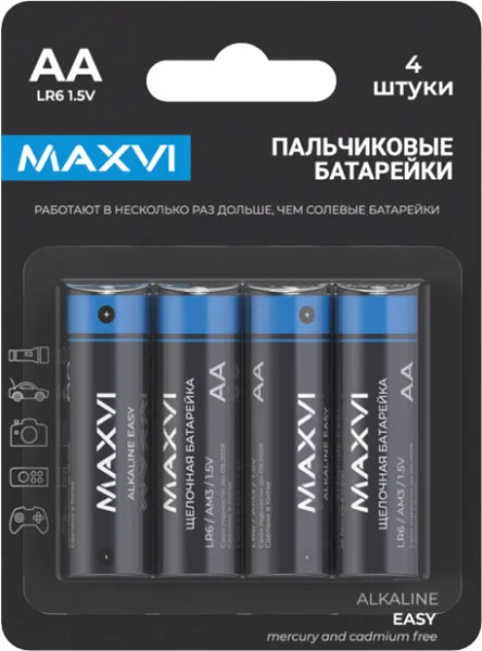 Комплект батареек Maxvi MBLR6ES4 AA (4шт)