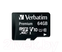 Карта памяти Verbatim microSDXC 64GB UHS-1 Class 10 + SD адаптер (44084) — фото 8