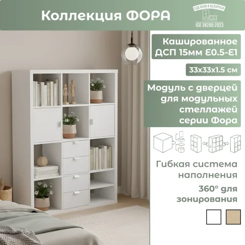 Модуль с дверцей Mio Tesoro Фора с металлической ручкой (белый)