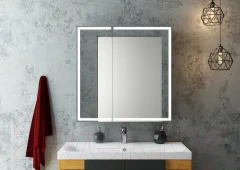 Шкаф с зеркалом для ванной Континент Mirror Box Black Led 80х80 — фото 10