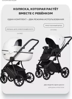Детская универсальная коляска Riko Montana X Ecco 2 В 1 Basic (11 белый) — фото 4