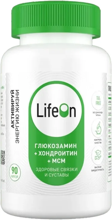 Хондропротектор LifeON Глюкозамин Хондроитин+MSM (90 капсул)