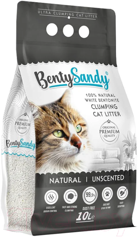 Наполнитель для туалета BentySandy Бентонит комкующийся Natural Color Granules (10л/8.7кг)