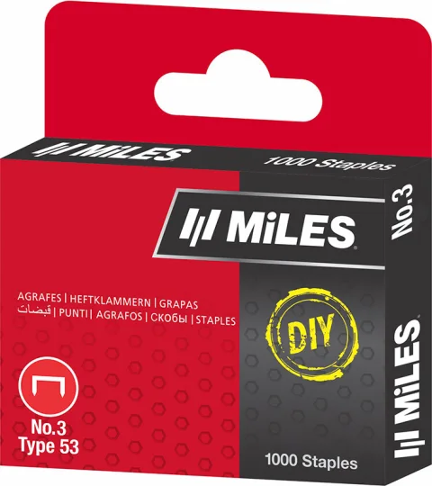 Скобы MILES NO.3-12MM DIY (12мм, тип 53, 1000шт)