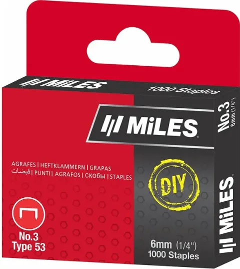 Скобы MILES NO.3-6MM DIY (6мм, тип 53, 1000шт)