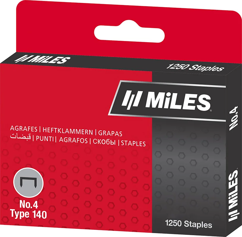 Скобы MILES NO.4-14MM (14мм, тип 140, 1250шт)
