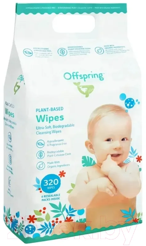 Влажные салфетки детские Offspring Биоразлагаемые / OF03W320 (320шт)