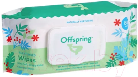 Влажные салфетки детские Offspring Биоразлагаемые / OF03W80 (80шт)