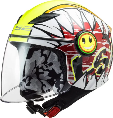 Мотошлем LS2 OF602 Funny Crunch (M, White H-V Yellow)