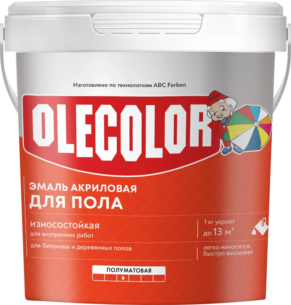 Эмаль Olecolor Для пола акриловая (1кг, красно-коричневый)