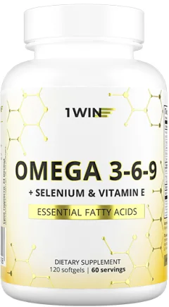 Жирные кислоты 1WIN Omega 3-6-9 с селеном и витамином Е (120 капсул) — фото 1