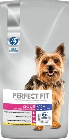 Сухой корм для собак Perfect Fit Для взрослых собак мелких и миниатюрных пород. Курица (6кг) — фото 1