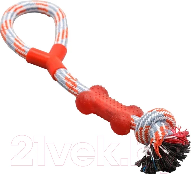 Игрушка для собак Пижон Тренировочная канатная с косточкой (микс цветов)