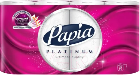 Туалетная бумага Papia Platinum белая 5и слойная (8рул)