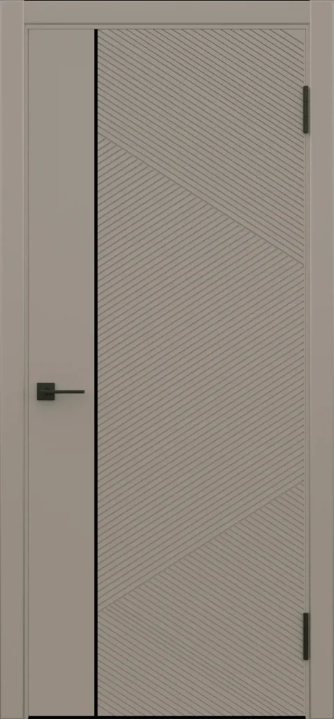 Дверь межкомнатная Geometrica PM 6 ДГ 80x200 ABS (крим/черный с 2-х сторон молдинг)