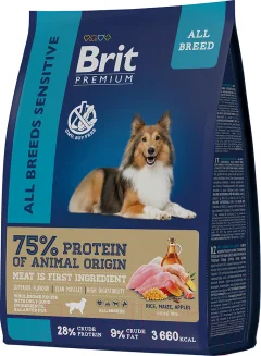 Сухой корм для собак Брит Premium Dog Sensitive с ягненком и индейкой / 5050024 (1кг) — фото 1