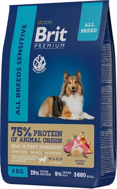 Сухой корм для собак Брит Premium Dog Sensitive с ягненком и индейкой / 5050048 (8кг) — фото 1
