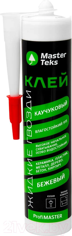 Жидкие гвозди MasterTeks ProfiMaster каучуковый жидкие гвозди 915 влагостойкий (400г, бежевый)