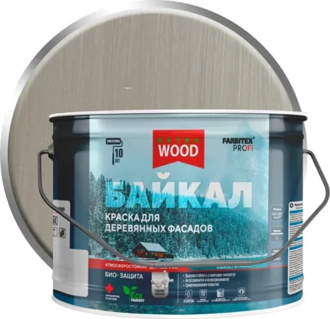 Краска Farbitex Profi Wood Extra для фасадов и интерьеров Байкал Ягель (9л)