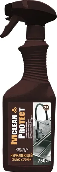 Чистящее средство для кухни IVIclean Protect Для нержавеющей стали и хрома (750мл) — фото 3