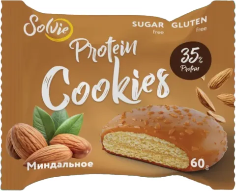 Набор протеинового печенья Solvie Protein Cookie Миндальное с молочной карамелью (8x60г)