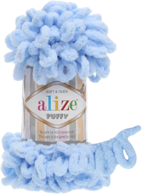 Пряжа для вязания Alize Puffy 100 % микрополиэстер 183 / 3839821 (9м, светло-голубой)