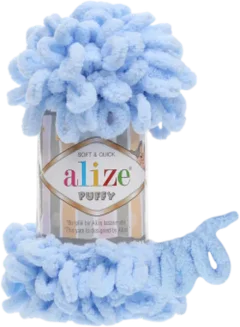 Пряжа для вязания Alize Puffy 100 % микрополиэстер 183 / 3839821 (9м, светло-голубой) — фото 3