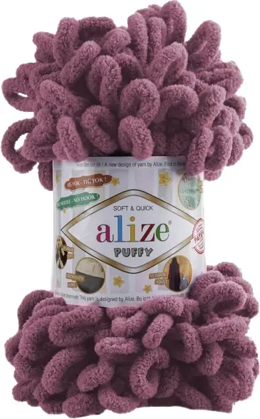 Пряжа для вязания Alize Puffy 100% микрополиэстер / 28 (9.2м, сухая роза)
