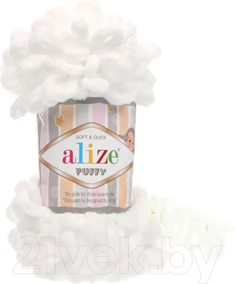 Пряжа для вязания Alize Puffy 100% микрополиэстер / 55 (9.2м, белый)