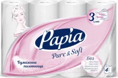 Бумажные полотенца Papia Pure&Soft 3-х слойные (90л, 4рул) — фото 3