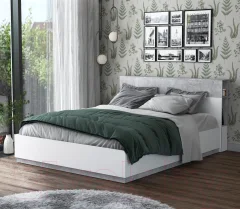 Двуспальная кровать Interline Quartz QZ-К160 с ПМ (белый платинум/бетон) — фото 4