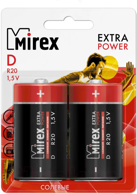 Комплект батареек Mirex R20 D 1.5V / 23702-LR20-E2 (2шт)