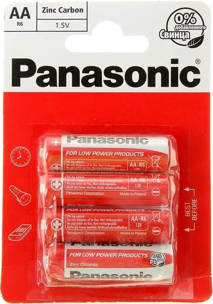 Комплект батареек Panasonic R6/4BL Red Bat (4шт)