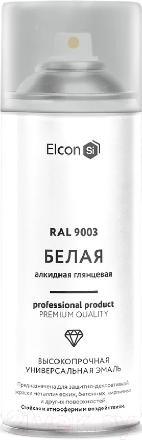 Эмаль Elcon Универсальная алкидная RAL 9003 (520мл, глянцевый белый)