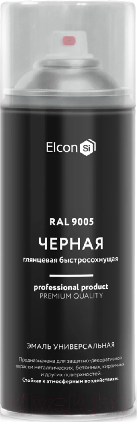 Эмаль Elcon Универсальная акриловая RAL 9005 глянцевый (520мл, черный)