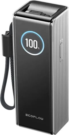 Портативное зарядное устройство EcoFlow Rapid 25k (25000 мАч, серебристый, со встроенным и выдвижным кабелями 100 Вт) — фото 1