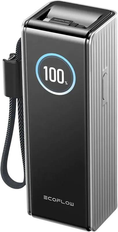 Портативное зарядное устройство EcoFlow Rapid 25k (25000 мАч, серебристый, со встроенным и выдвижным кабелями 100 Вт)