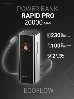 Портативное зарядное устройство EcoFlow Rapid Pro (20000мАч, встроенный кабель 100Вт) — фото 2