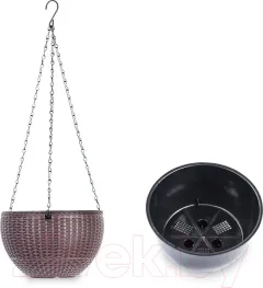 Кашпо BOTANICA Rattan с вставкой (21x13см, коричневый) — фото 6
