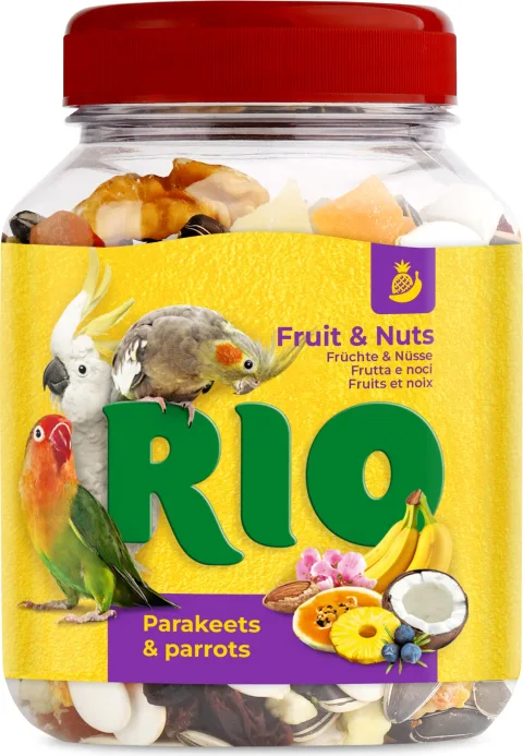Лакомство для птиц Mealberry RIO Фруктово-ореховая смесь для средних и крупных попугаев (160г)