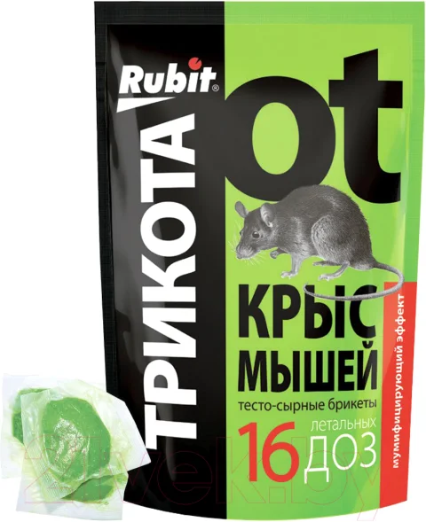 Средство для борьбы с вредителями Rubit Родентицид. Три Кота от крыс и мышей (350гр)